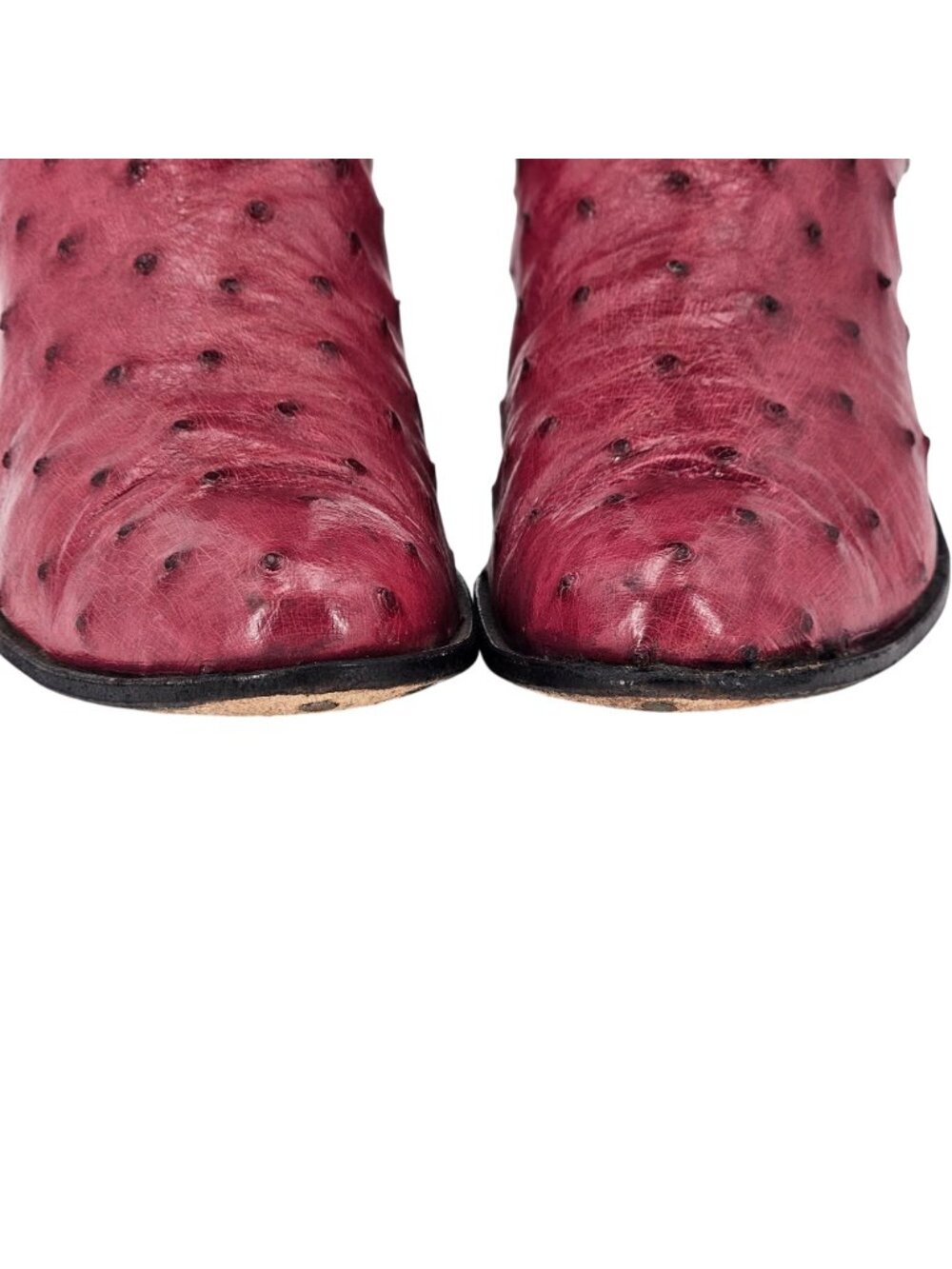 Vintage Nocona Boots Exotic Full Ostrich Burgundy Cowgirl Boot Women 6.5 Western - Picture 14 of 16